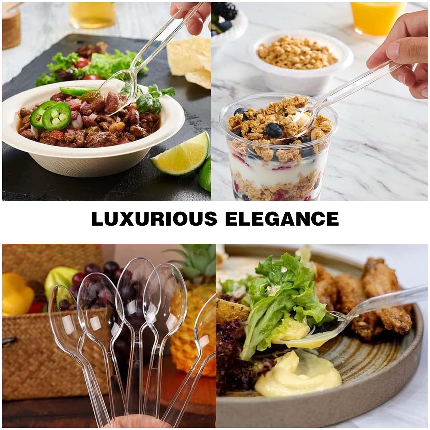 200 Cucchiai Plastica Nera Riutilizzabili - Per Feste E Catering - Foto 10