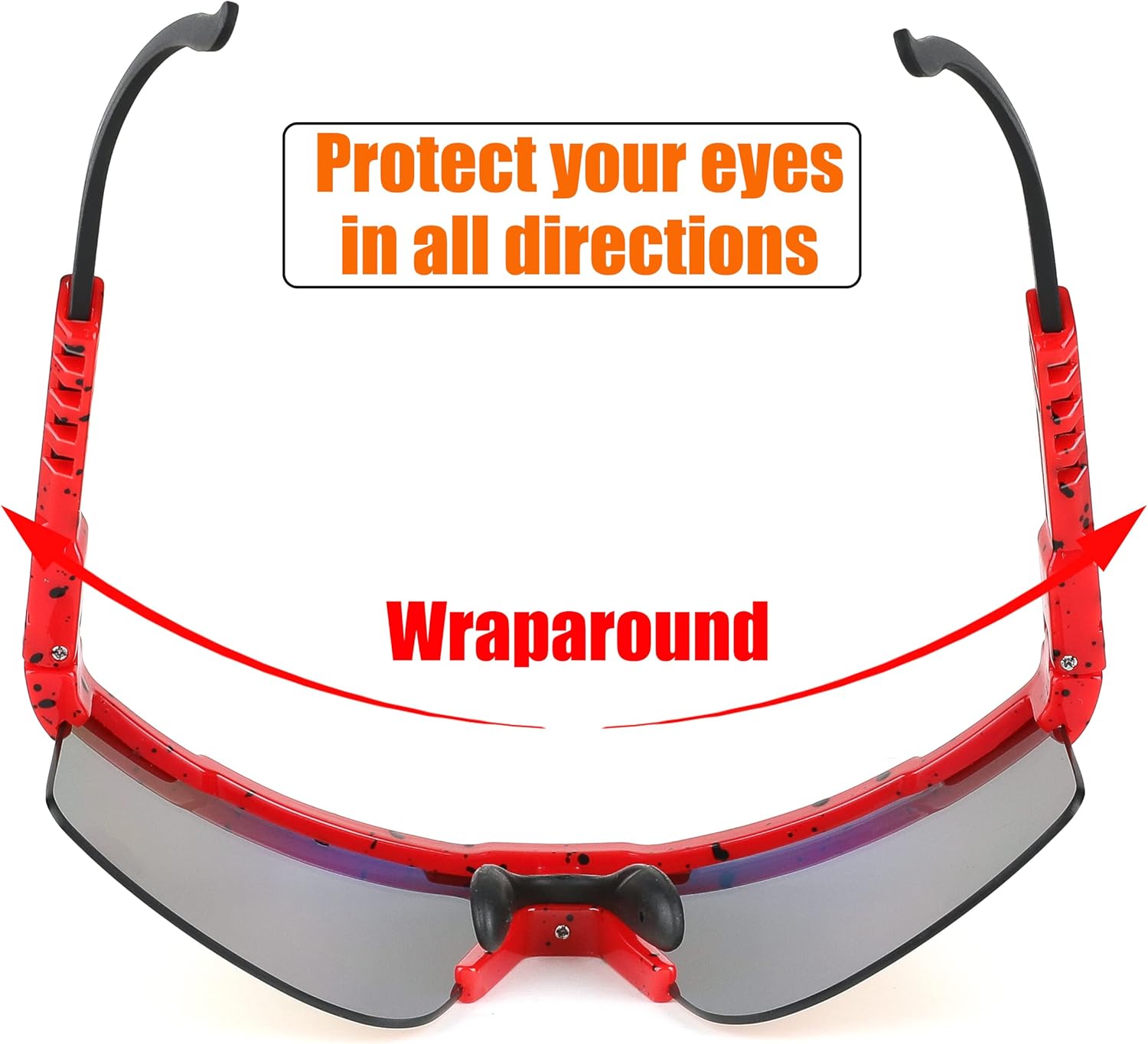 Miniatura 3 de FEISEDY Gafas de sol deportivas de ciclismo envolventes con piernas ajustables de los años 80 para hombres y mujeres protección al aire libre B2837