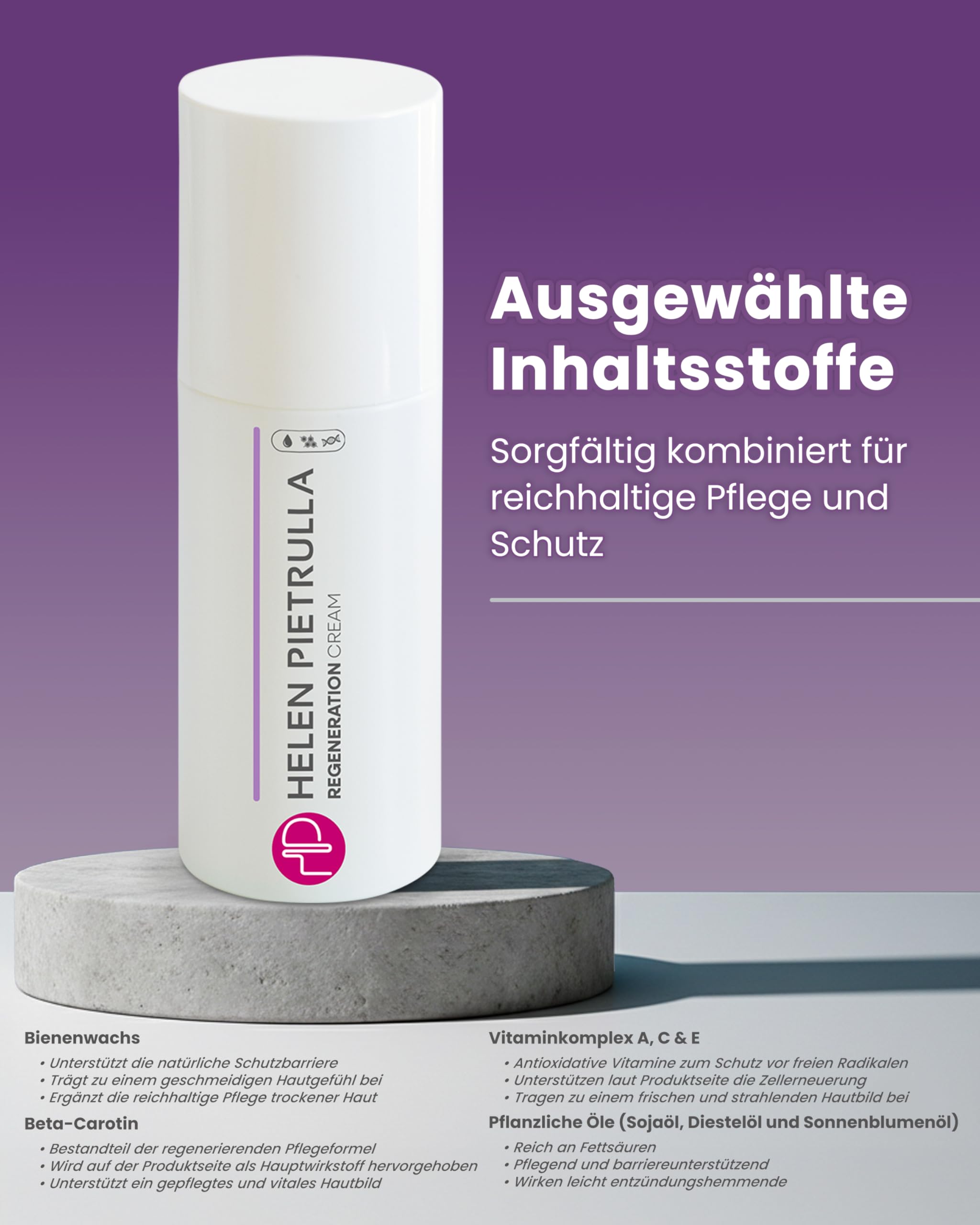 Helen Pietrulla - Regeneration Cream (100ml) reichhaltige Anti-Aging Tages-/Nachtcreme - mit Retinol, Vitamin C, Vitamin E - intensive Revitalisierung, Feuchtigkeit und Spannkraft