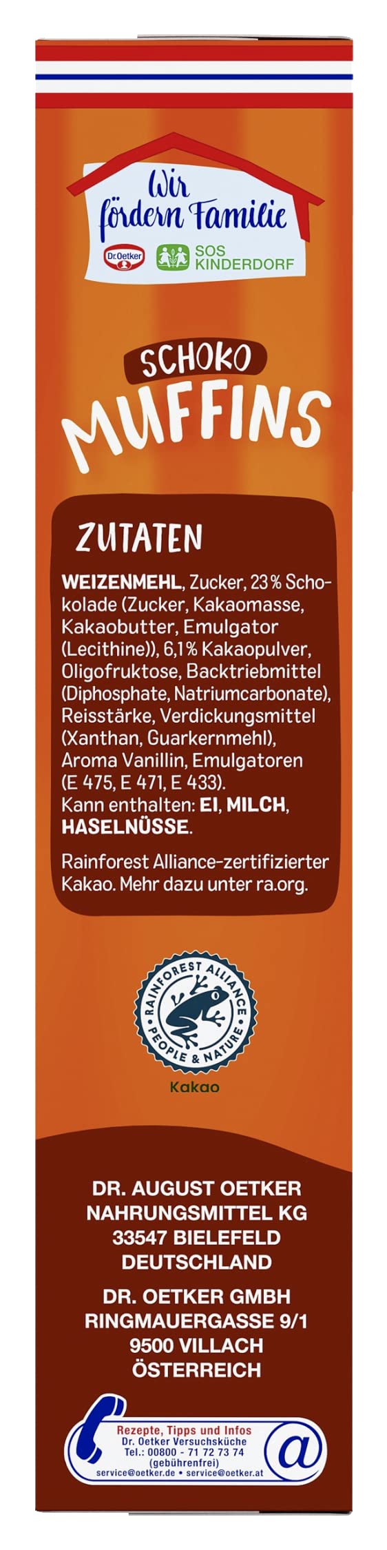 Dr. Oetker Muffins Schoko, 8er Pack (8 x 345 g), Backmischung für Rührteig mit Schokotropfen, zum Zubereiten von 12 schokoladigen Muffins, inkl. Papierbackförmchen