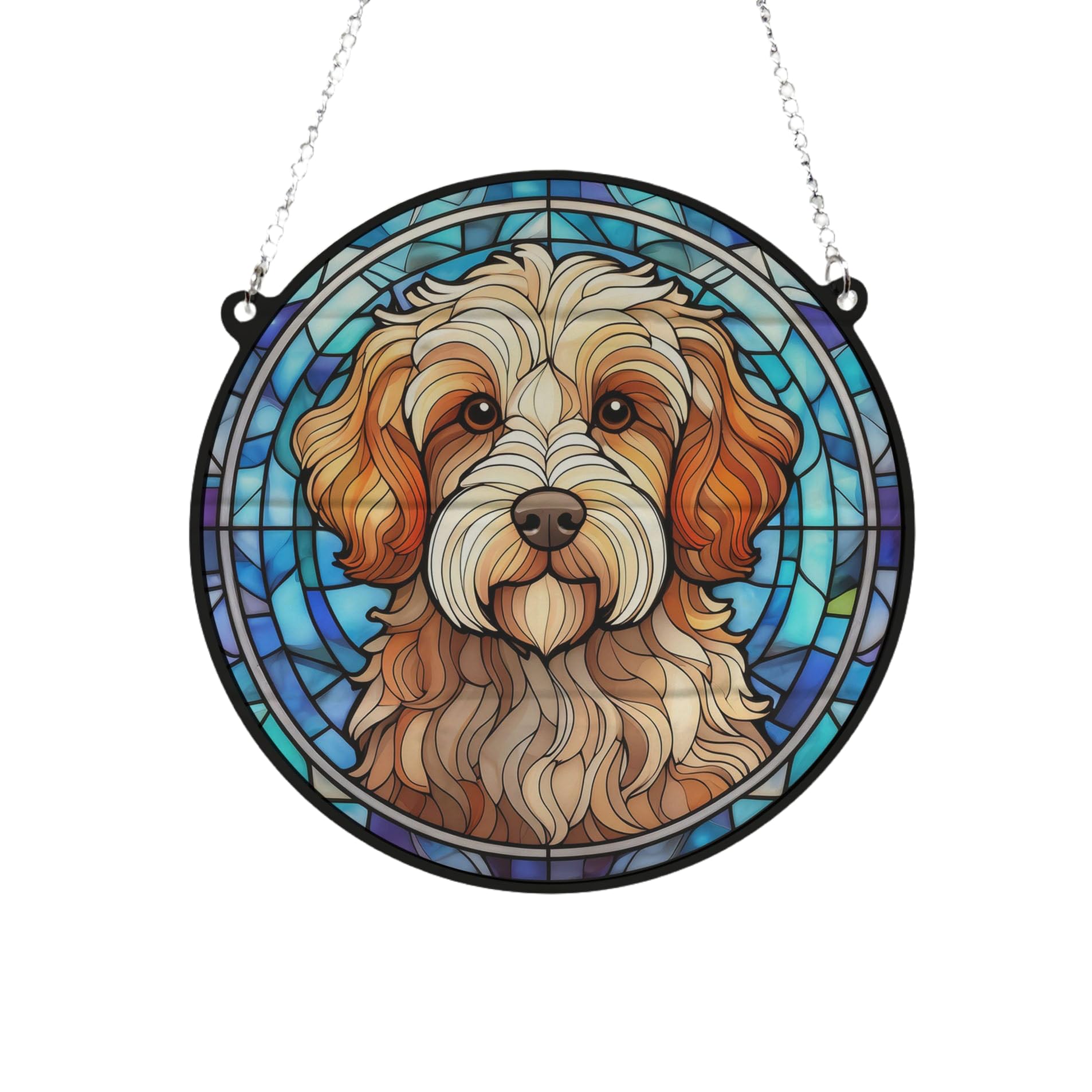Cavapoo Stained Glass Effect Suncatcher Gift for Dog Lovers - 19cm