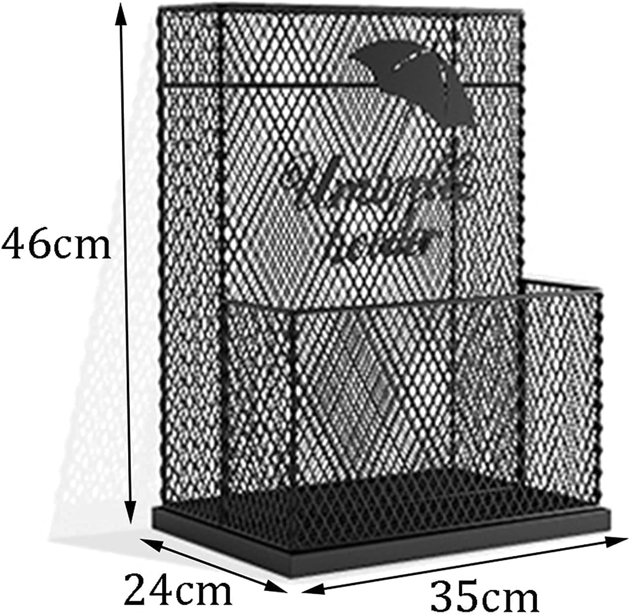 Wrought Iron Mesh Umbrella Stand, Holds 25 Long & Short Umbrellas, Storage Box for Home Hotel Office