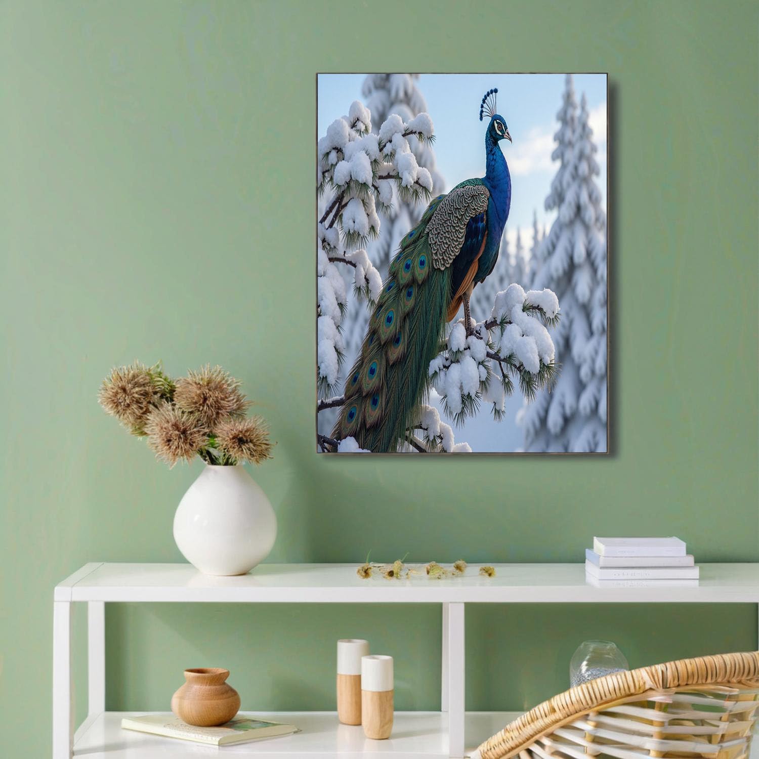 Lienzo de pavos reales 60x90cm para renovar paredes vacías con estilo natural 8