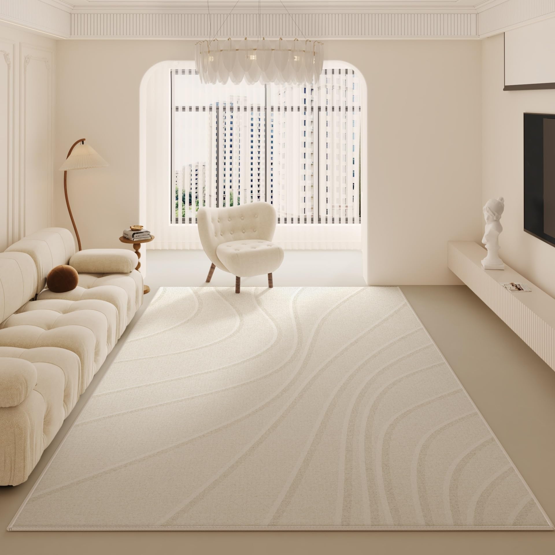 Grand tapis salon moderne abstrait fin antidérapant pour un sol sécurisé