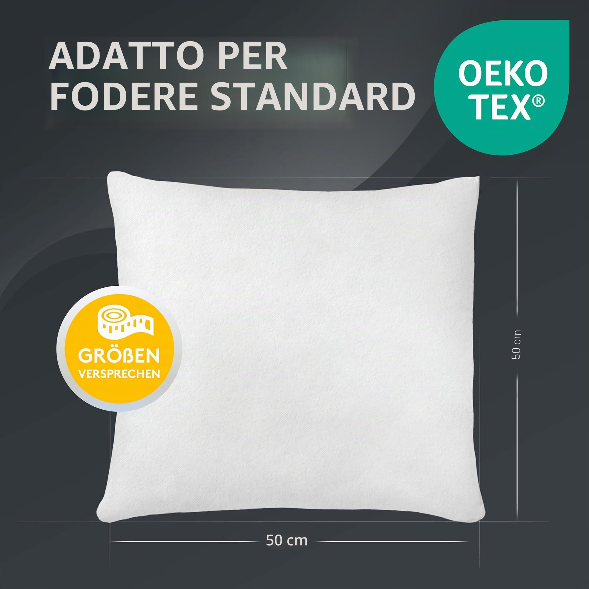 LILENO HOME Set di 6 riempimento cuscino 50x50 cm - Cuscino interno lavabile a 40°C adatto per allergici - Cuscino in poliestere come cuscino per divano, cuscino per la testa