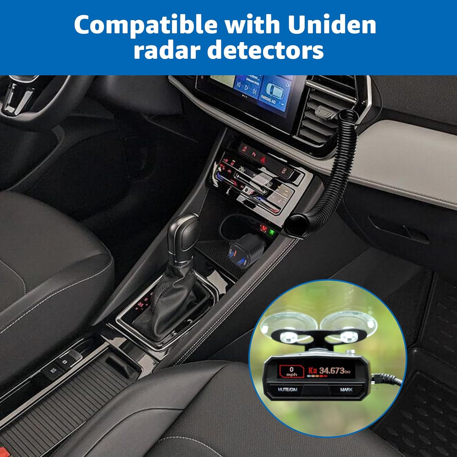 Compatible with Uniden LRDACRJ1148 for Uniden R8W R8 R7 R4W R4 Radar Detectors 12V DC Power Adapter Coiled Cord with Type-C Fast Charging Port