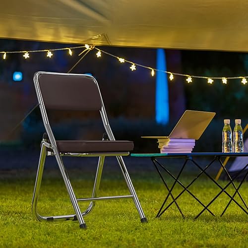 Miniatura 9 de Sillas plegables con asientos acolchados ultra gruesos, silla plegable para interiores, cómodas sillas de metal, asiento comercial apilable portátil