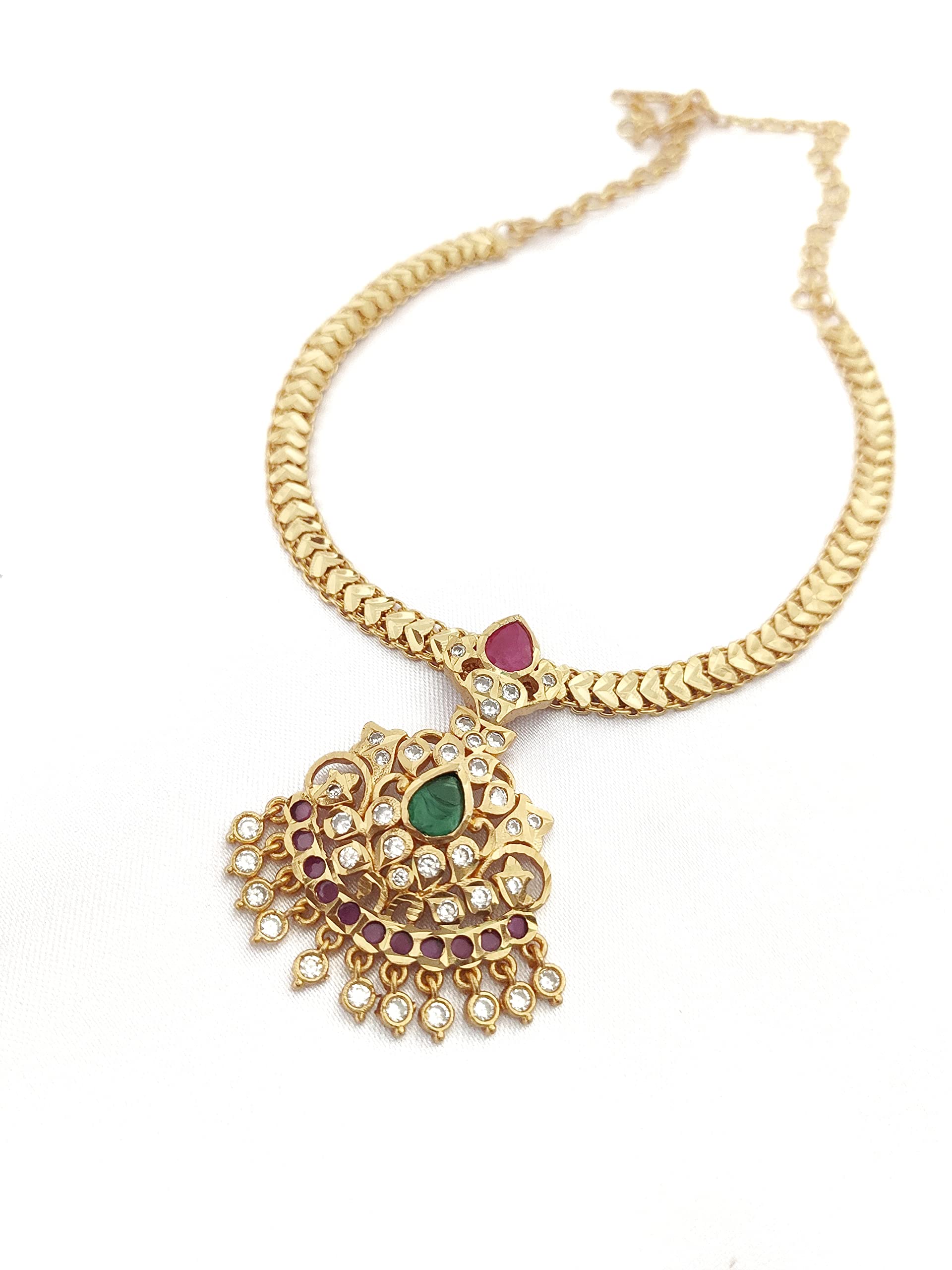Impon Micro Gold Plated Trendy Fashion Jewellery Attigai Necklace Short Chain for Women & Girls-image-5