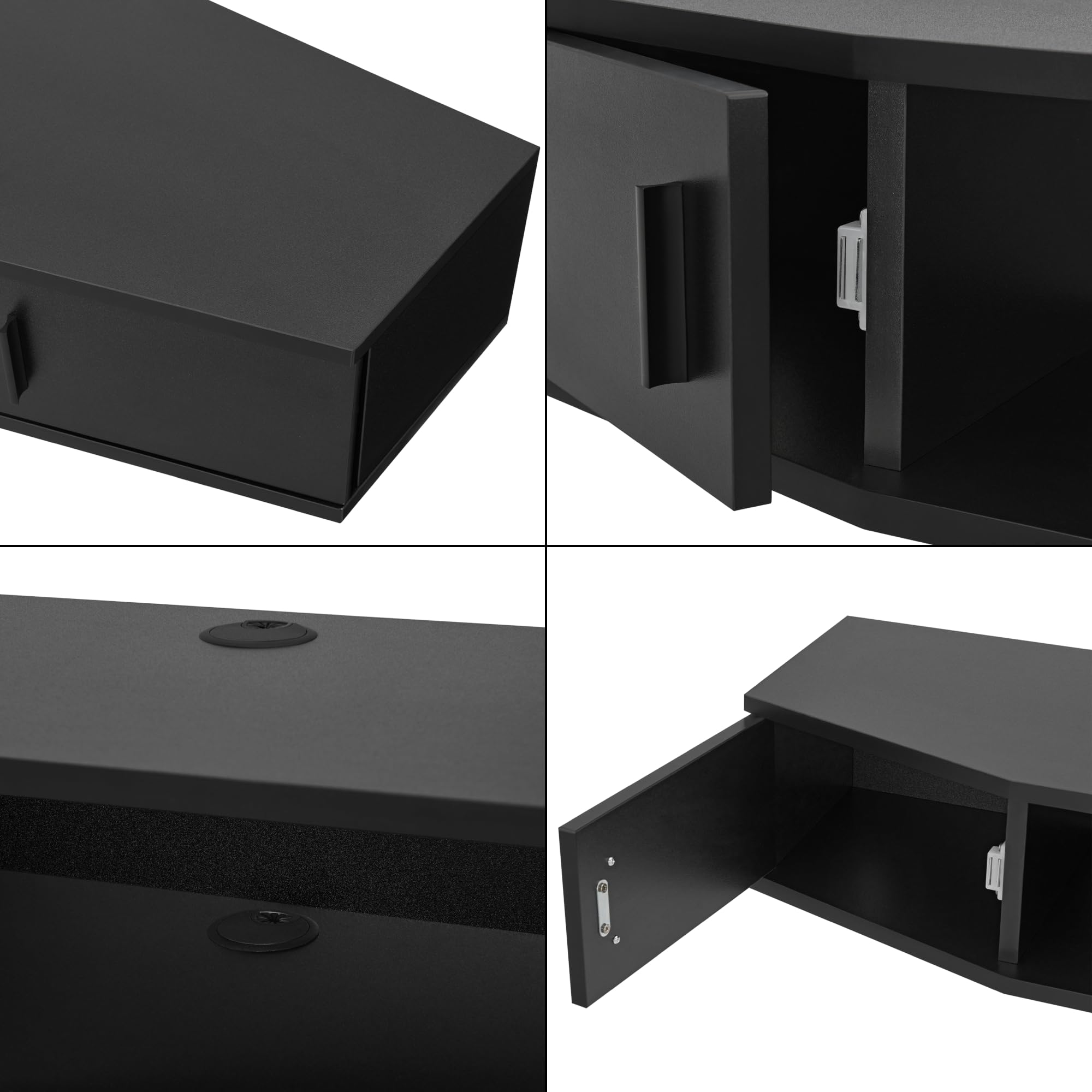 [en.casa] Mensola TV Sospesa a Muro Consolle Porta TV e Centri Multimediali Mobile da Parete 2 Ante Scomparto e Fori Passacavi 17,5 x 110 x 30 cm Nero