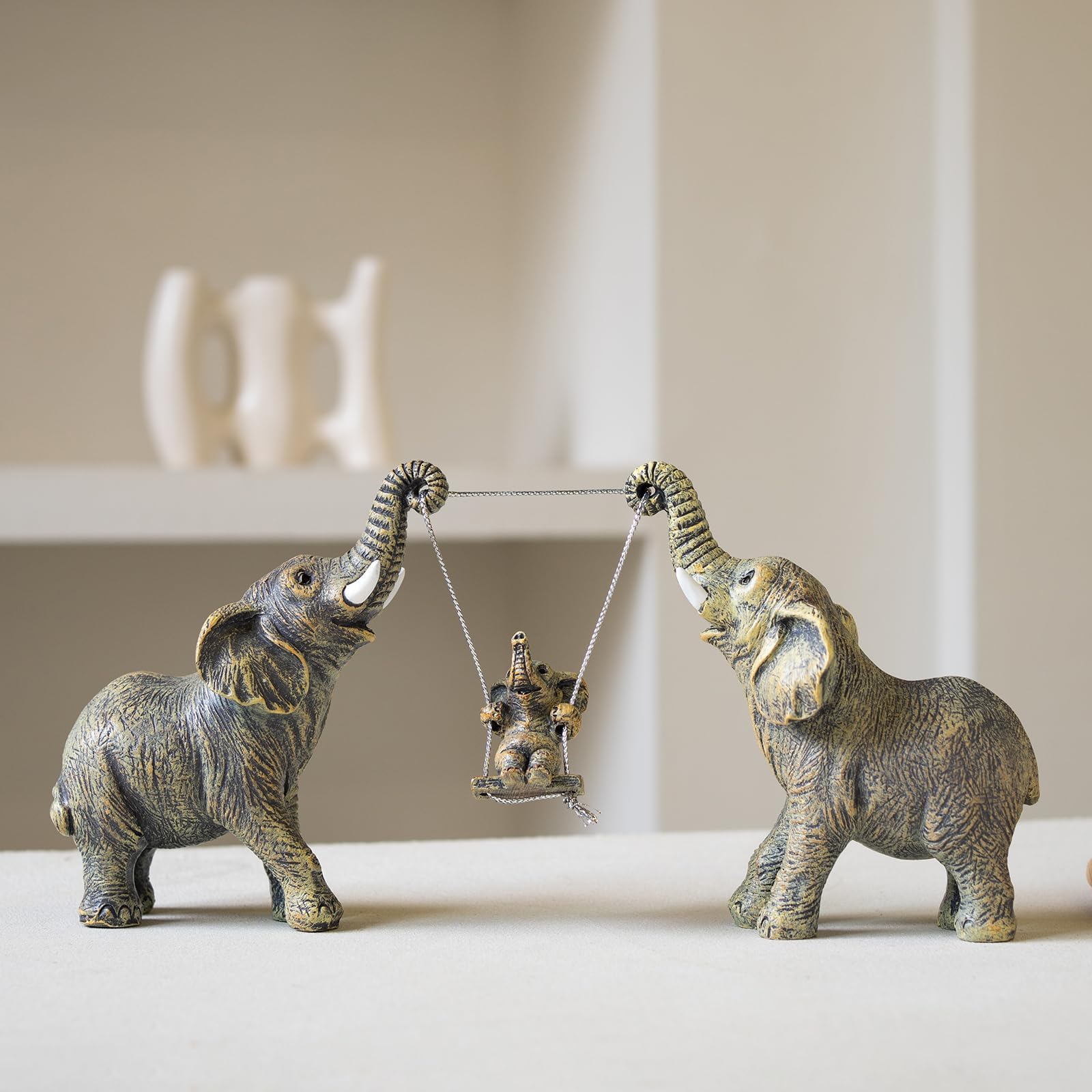 Elephant Statue For Home Decor.Elephant Gifts For Women,Mom.Elephant Decor For Living Room,Office,Shelf Decorations.Elephant Figurines Bring Good Luck,Love.Elephant Table Centerpiece Ornaments - Image 2