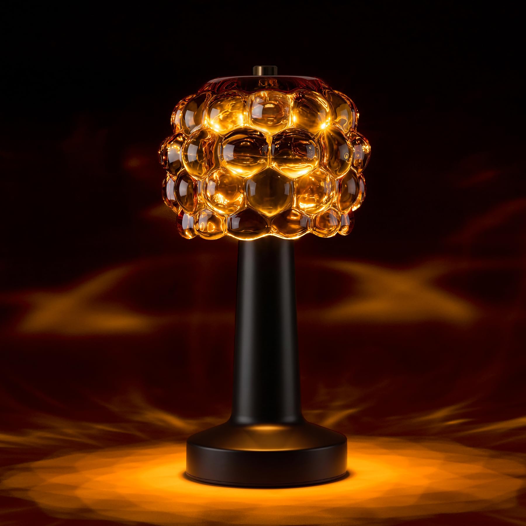 Photo 1 of XMNZD Cordless Table Lamp Rechargeable, Amber Glass Touch Lamp with 3 Color Modes & Stepless Dimming, Battery Operated Bedside Night Light, Housewarming Gifts for Women, Bedroom Decor