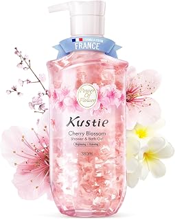 Kustie Petal Body Wash - Sakura Petals, Antioxidant-Rich, Perfume-Level Scent - Niacinamide, Hyaluronic Acid & Squalane, Vegan, Sulfate-Free for Sensitive & Dry Skin, 12.8 fl oz