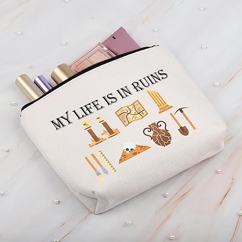 Miniatura 6 de BDPWSS Regalos de arqueología para mujeres, regalo de arqueólogo, My Life Is In Ruin, divertida bolsa con cremallera para estudiantes de