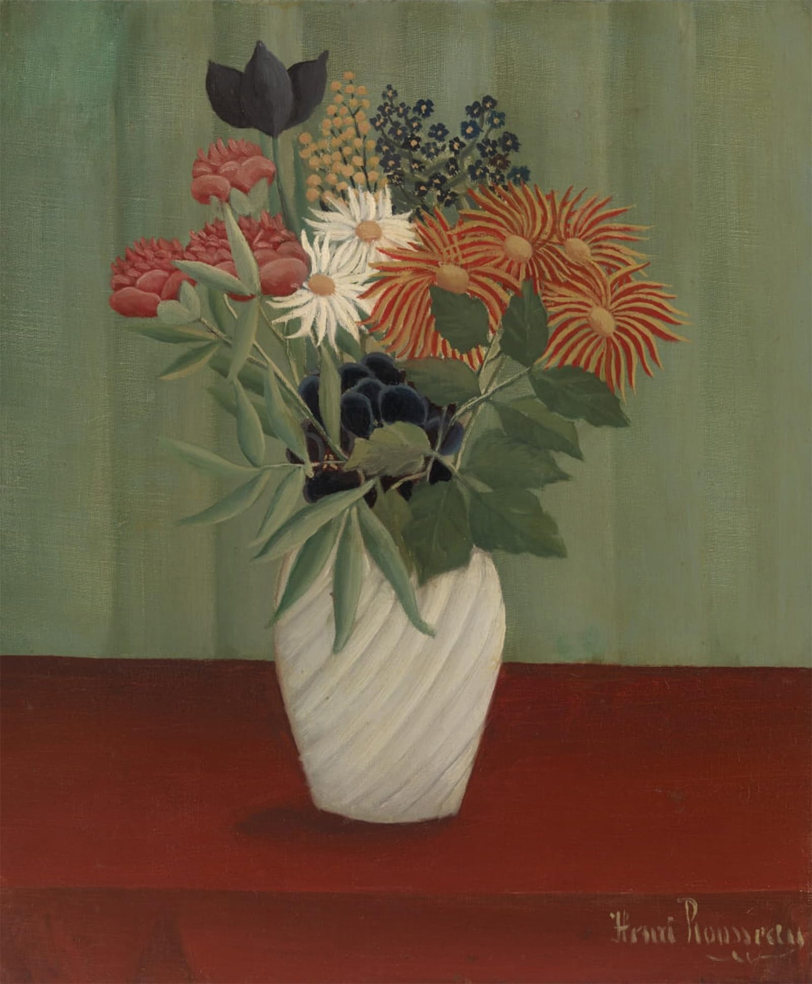 ARTXLXXBN Famous Painting Canvas Artwork Graffiti Print Bouquet of Flowers with China Asters and Tokyos by Henri Rousseau Portrait Canvas Image for Home Decor 60x90cm