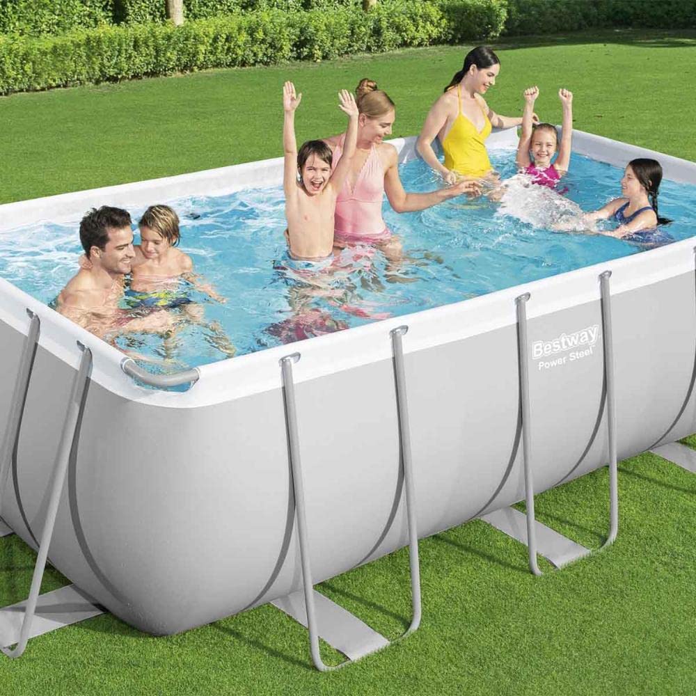 Bestway 56456 Power Steel Rectangular Pools PVC Grey