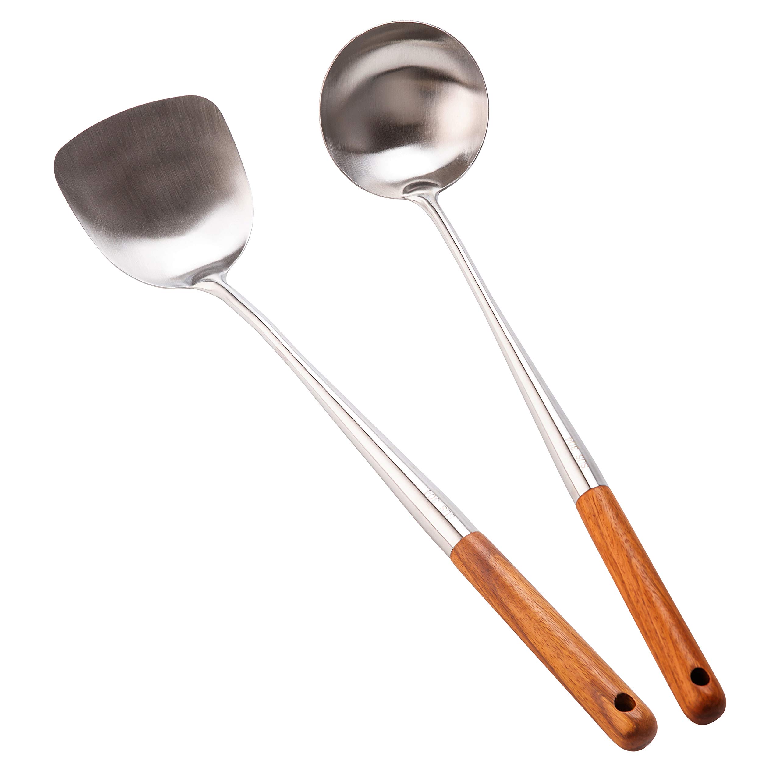 Buy Stainless Steel Wok Spatula Ladle Set, Long Handle Wok Spatula