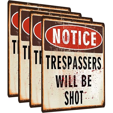 4 Stück Vintage Metallschilder „No Trespassing“ – 30,5 X 20,3 Cm, Aluminium, Für Garten, Garage, Hof