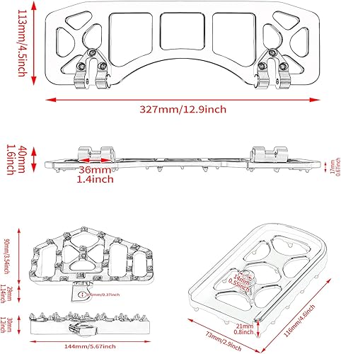 Miniatura 7 de Juego de tablas de suelo de motocicleta para conductor, estribos delanteros y traseros, MX Wide Offroad CNC Pedal de freno apto para Harley Touring