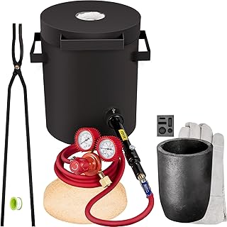 VEVOR Propane Melting Furnace, 2462°F, Metal Foundry Furnace Kit with Graphite Crucible and Tongs, Casting Melting Smelting Refining Precious Metals Like Gold Silver Copper Brass Bronze (6kg), Black