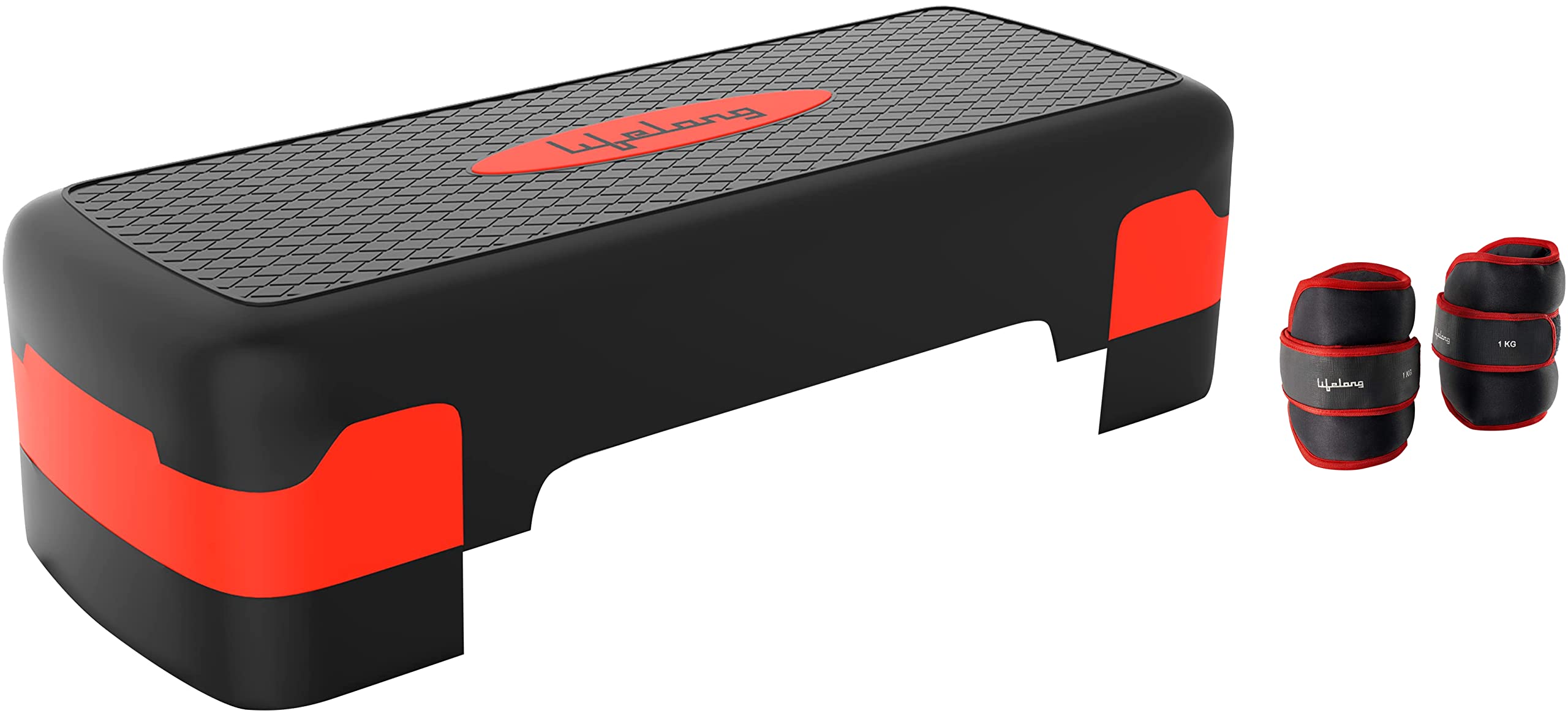 Lifelong Polypropylene Adjustable Home Gym Exercise Fitness Stepper (Black & Red) & Lifelong Adjustable Sand Filled Ankle Weight Pair for Running (Black, 1 Kg and 2 Kg) (B0BB6QSPXP) Amazon Price History, Amazon Price Tracker