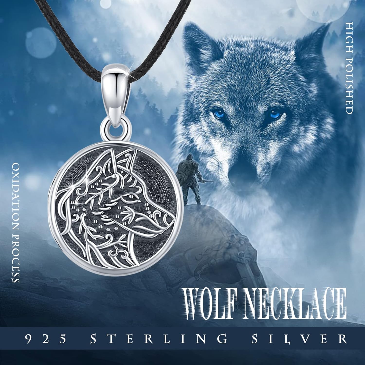 MEDWISE Wolf Locket Necklace in Sterling Silver - Personalized Photo Wolf Jewelry for Women and Men - Image 2