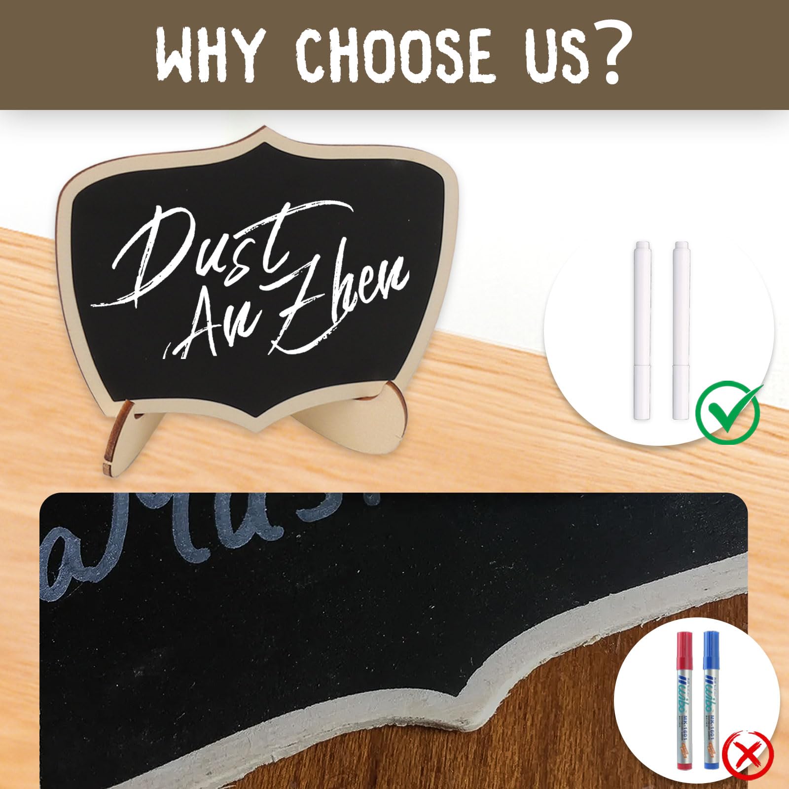 15 Mini-Kreidetafeln Mit Ständern - Wiederverwendbare Notiztafeln Für Küche & Büro