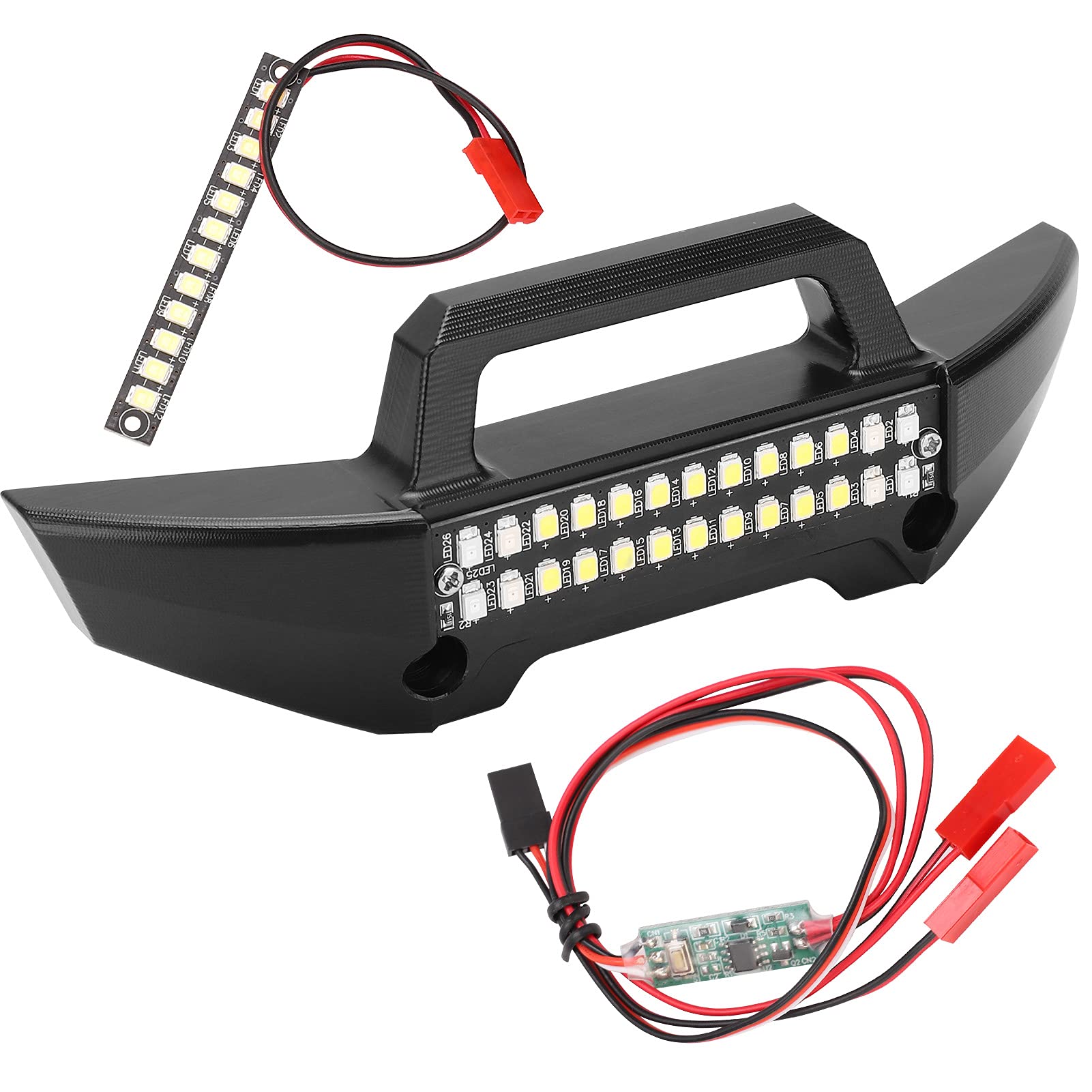 Paraurti Anteriore RC con Luce a LED Protezione Durevole in Lega di Alluminio per MAXX 89076 1/10 RC Accessori per la Guida Notturna Dell'auto