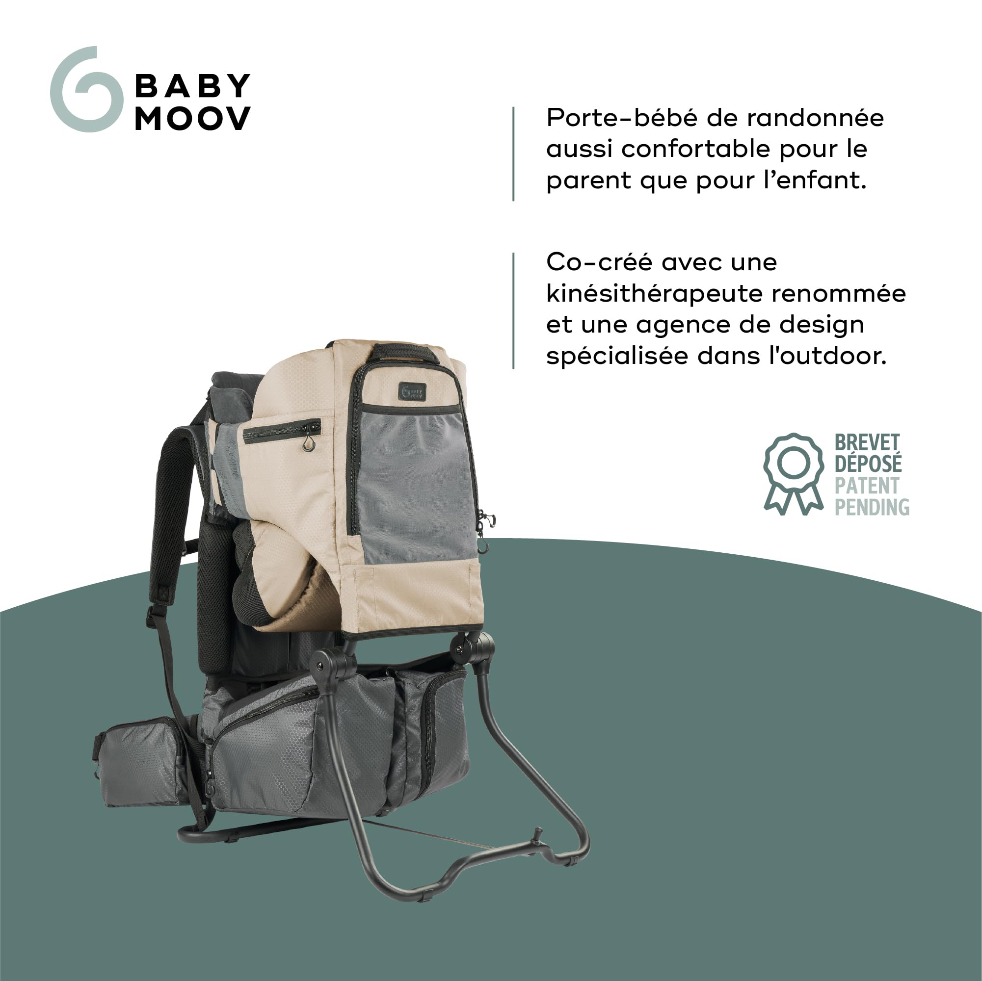 Babymoov Porte-bébé randonnée Moov&Hike + - Sac à Dos Confortable & Réglable - Siège Ajustable - Housse de Pluie, Sac à Langer 10L Inclus - Confort Enfant & Parent - Garanti à Vie