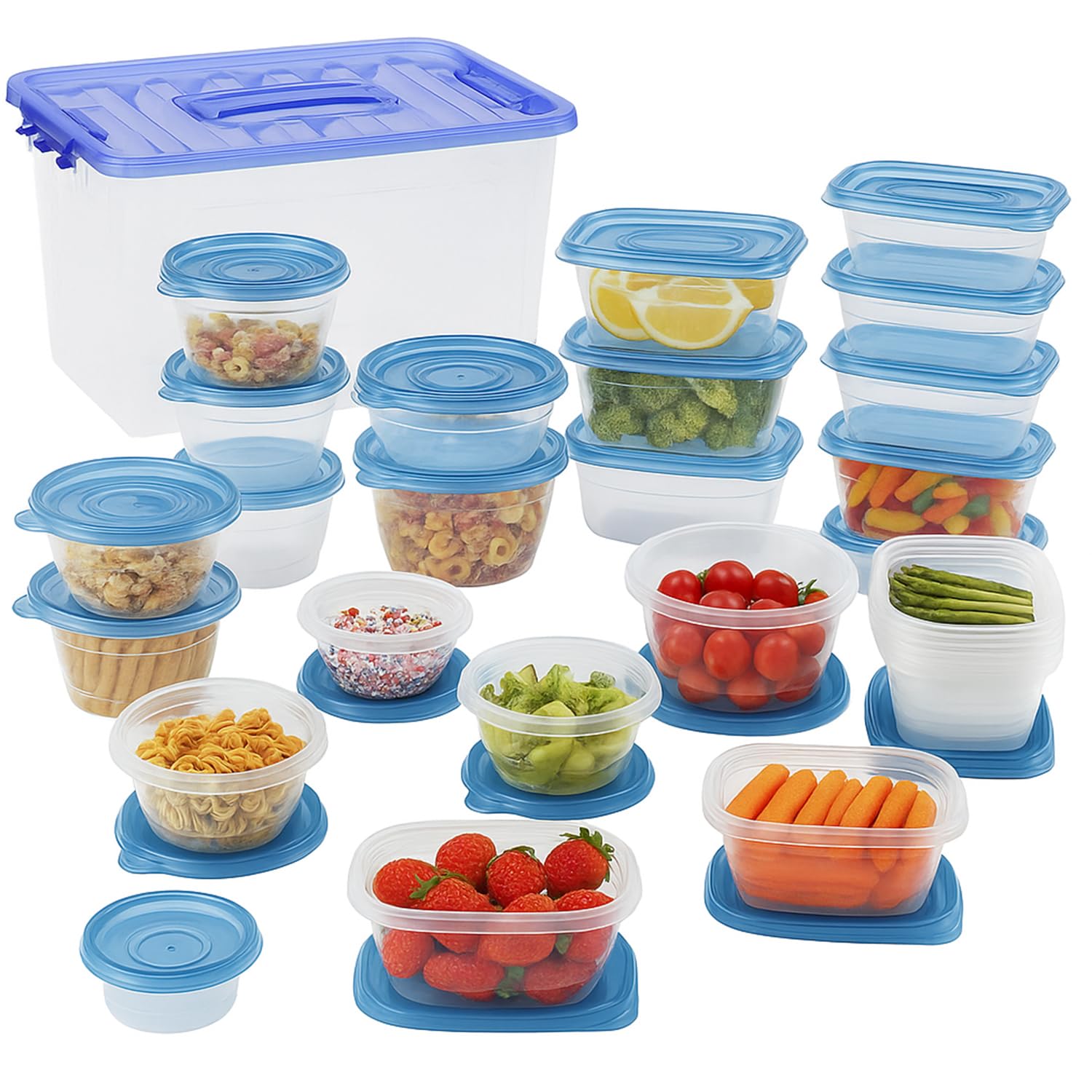 Food Storage Container Set 54-Piece with Lids – BPA-Free Plastic Meal Prep Containers – Stackable Reusable Kitchen Boxes – Freezer, Microwave & Dishwasher Safe for Pantry, Lunch & Leftovers