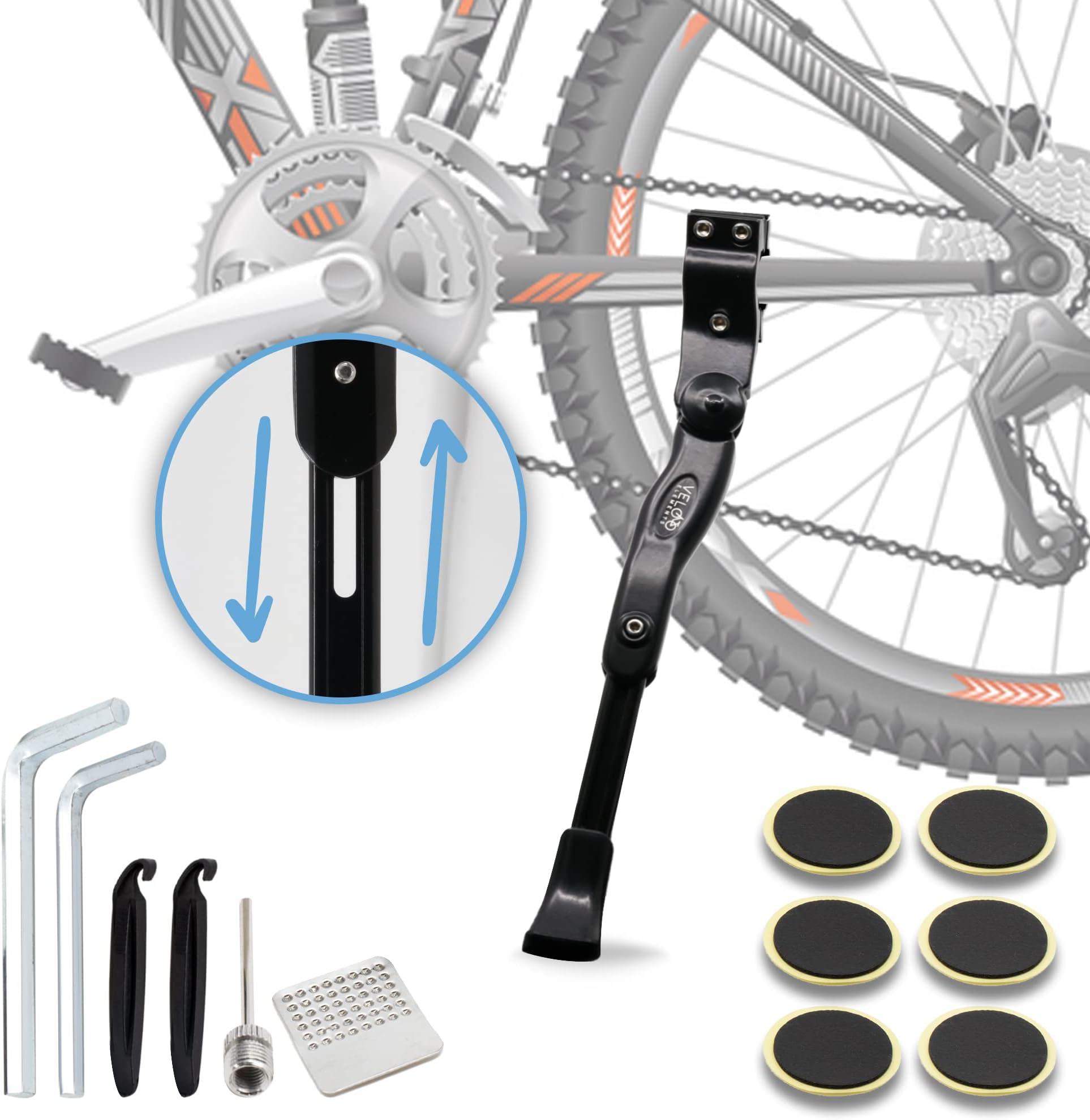 Cube Fahrrad Fahrradständer 24-29 Zoll - Höhenverstellbarer Seitenständer Alu Seitenständer Fahrrad