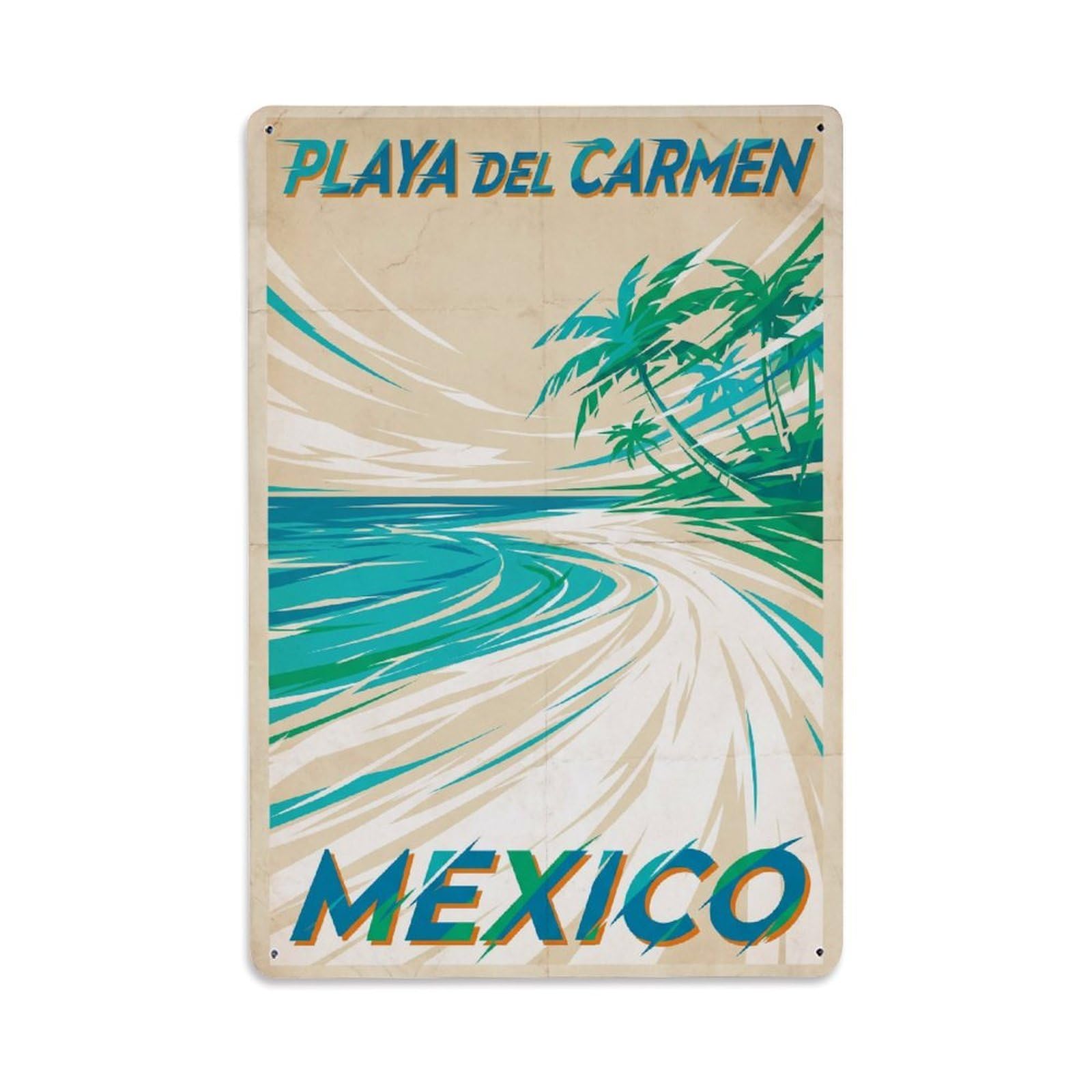 Xanthor Style Retro Vintage Mexico Playa Del Carmen Travel Metal Tin Sign
