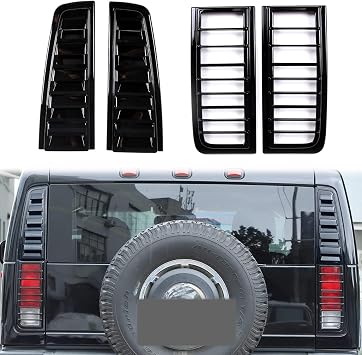 PIUGILH Rear Tail Light Lamp Vent Cover Compatible with Hummer H2 2003-2009 Decoration Accessories, Upper and Lower Tail Lights Cover Guard Trim Kit
