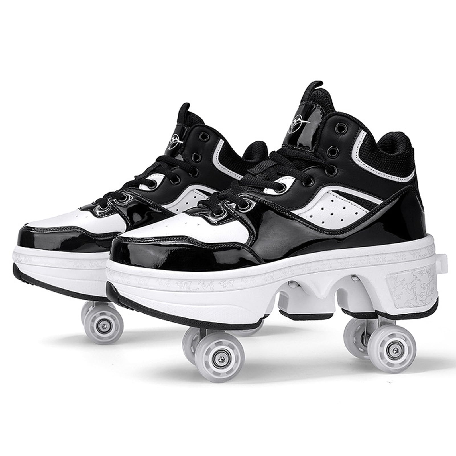 Chaussures de Patin à roulettes, Chaussures de Sport Multifonctions 2 en 1 avec Roues, Chaussures de Patin à roulettes escamotables Skateboard Roller Shoes
