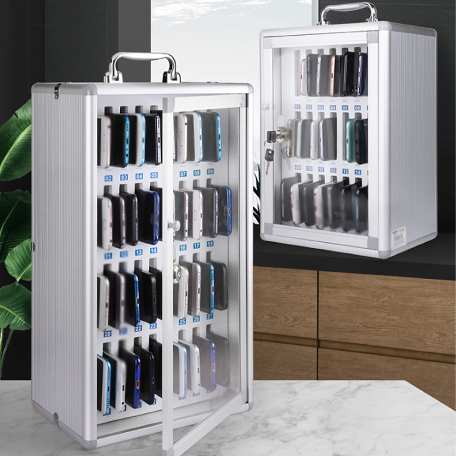 Armario Seguro para Guardar teléfonos móviles con Cerradura - Caja de Seguridad de 36 Posices para aulas y oficinas. Ideal para Dispositivos electrónicos de Estudiantes y soluces de al