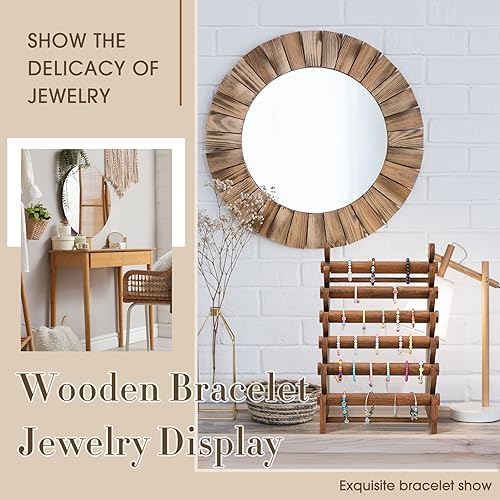 Miniatura 5 de Marsui Soporte de pulsera de madera y exhibición de 6 niveles, organizador de pulsera, exhibiciones de pulsera para venta de soporte de pulsera para