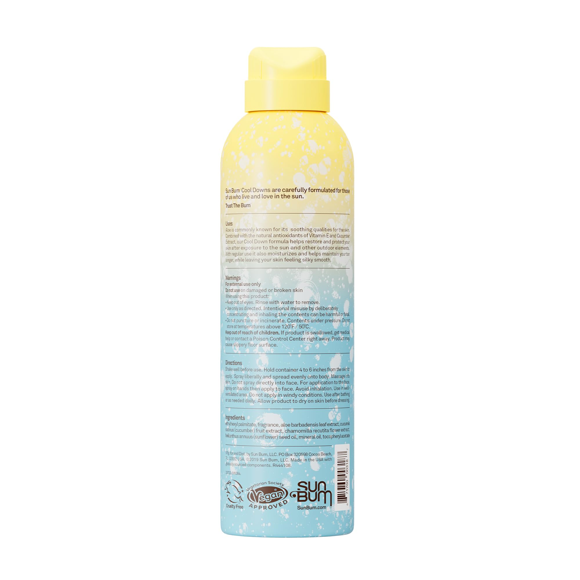 Sun Bum Cool Down Feuchtigkeitsspendende After Sun Lotion mit feuchtigkeitsspendender Aloe, Kakaobutter und Vitamin E