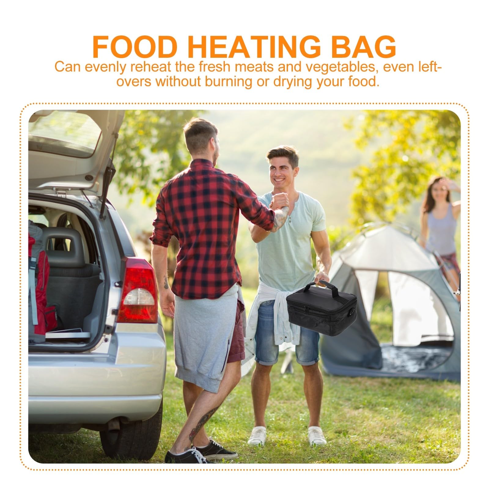 Yardwe Bolsa Térmica Material Oxford y 12v para Coche para Calentar Alimentos Portátil para Oficina y Pesca Nocturna