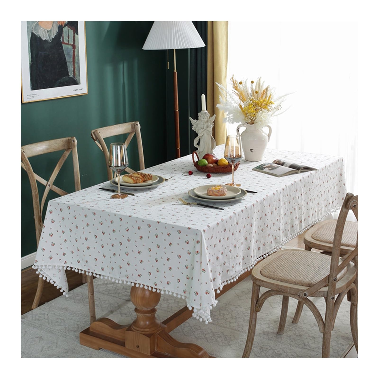 Nappe en coton KnSam nappe anti-taches haut de gamme fleurie 90x140cm