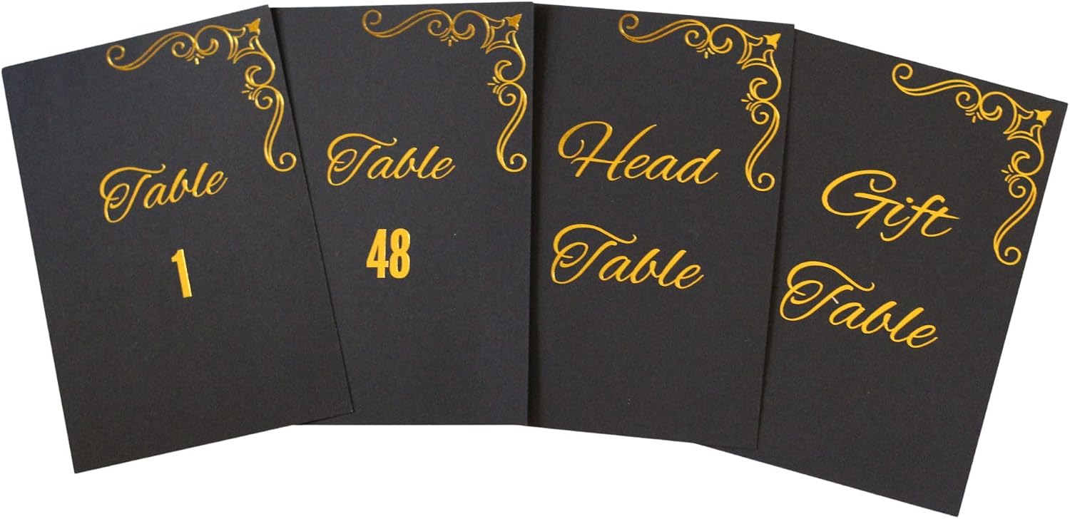 Amazon.com: Gold Table Numbers 1-48, Double Sided, 4x6 Inches - Perfect ...