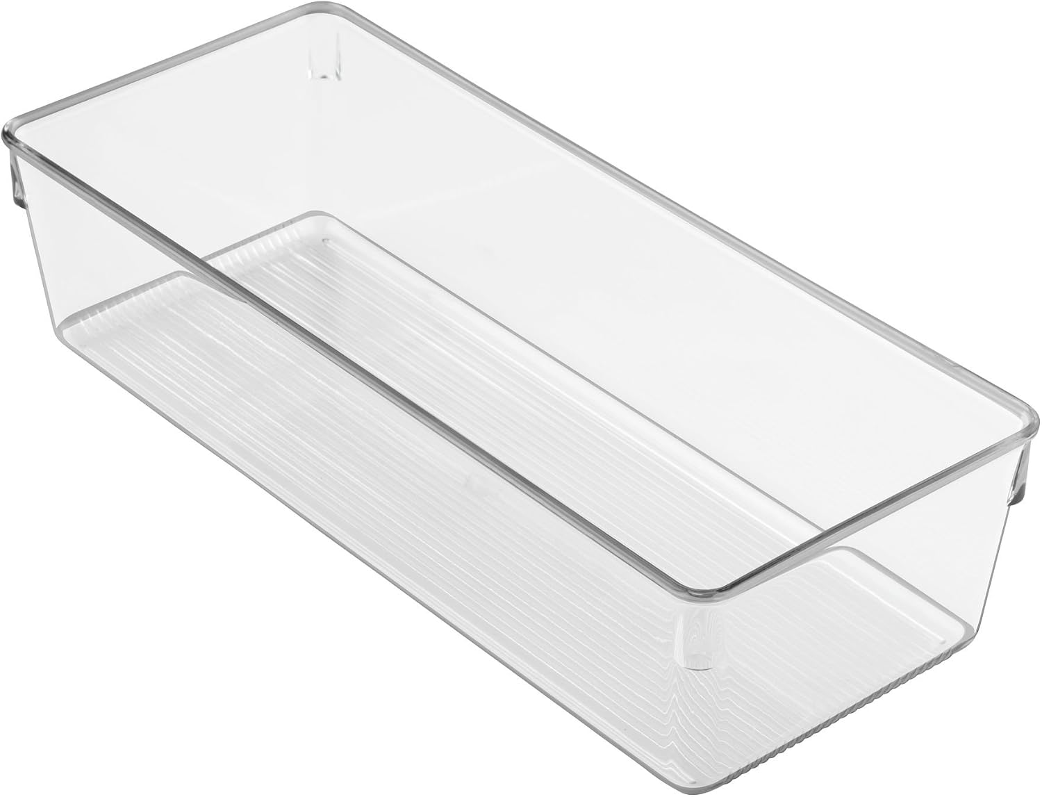 iDesign Linus Plastic Dresser and Vanity Organizer, Storage Bin for Bathroom, Bedroom, Office, Craft Room, Fridge, Freezer, Pantry, 12" x 5" x 3", Clear