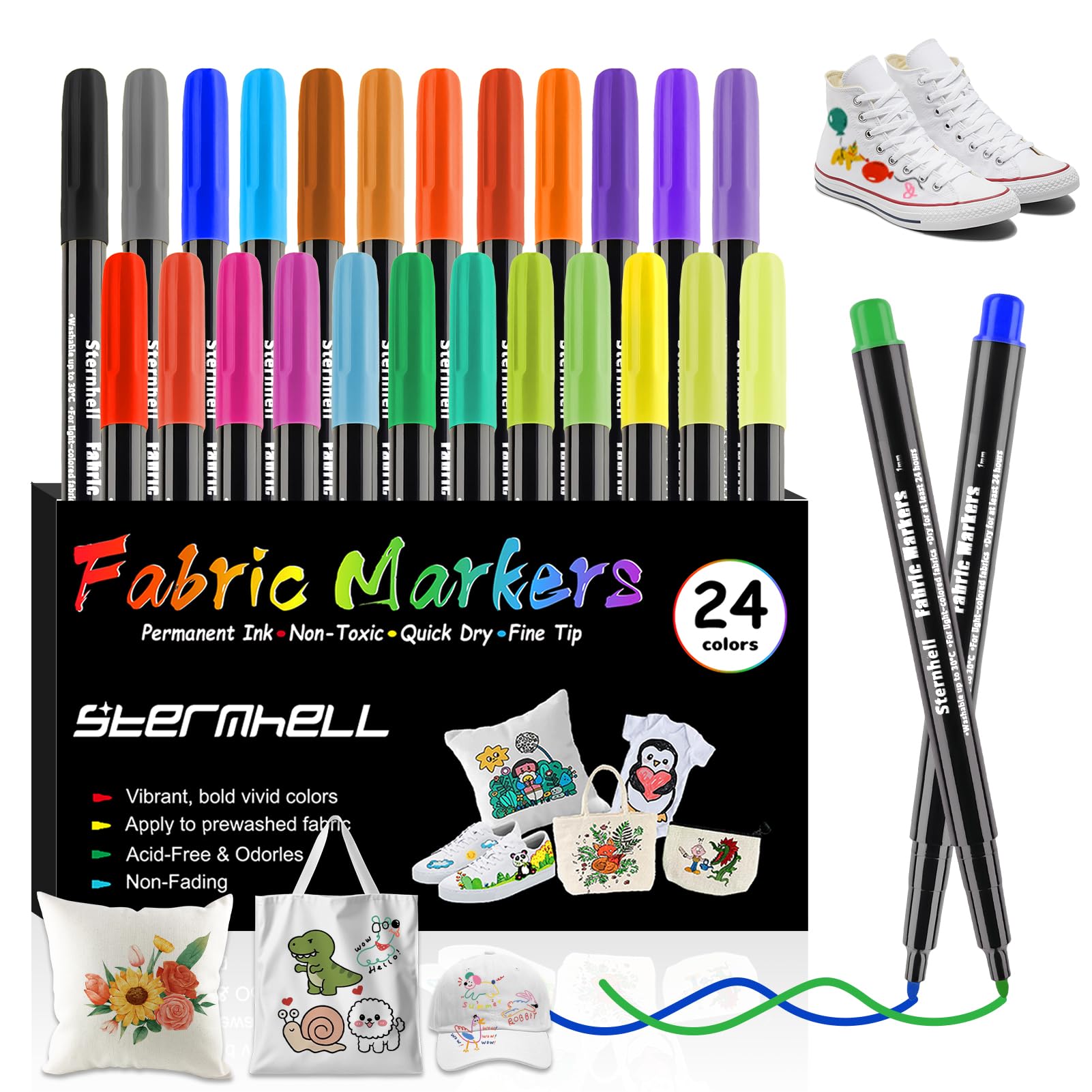 Lápices textiles, resistentes a la lavadora, rotuladores textiles, colores de tela, colores permanentes para camisetas, baberos, bolsas de yute, bolsas de tela, bolsas de bebé