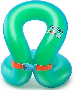 Kids Swim Vest, Pool Floaties for Kids 3-6yrs/7-14yrs, Learn to Swim Arm Float Fits Children 33-50 lbs/50-88 lbs,Swim Trainer with Dual Air Chambers & Adjustable Safety Buckle,for Beach & Pool-Green M