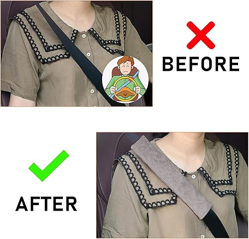 Miniatura 5 de Kewucn Paquete de 2 fundas suaves para cinturón de seguridad de automóvil, fundas universales para correa de hombro para cinturón de seguridad que