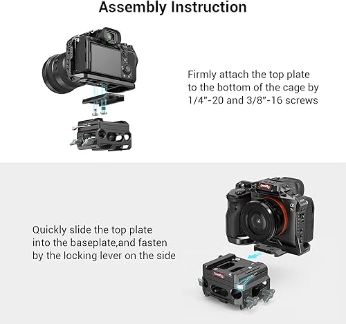 Miniatura 3 de SmallRig Sistema elevador de placa base ligero con doble abrazadera de varilla de 0.591 in, versión de aleación de magnesio de placa base, con placa