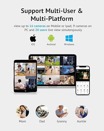 Vista 9 de LaView Cámara de seguridad de bombilla de 4MP 2.4GHz, cámaras de seguridad 2K de 360° inalámbricas para exteriores e interiores, a todo color día