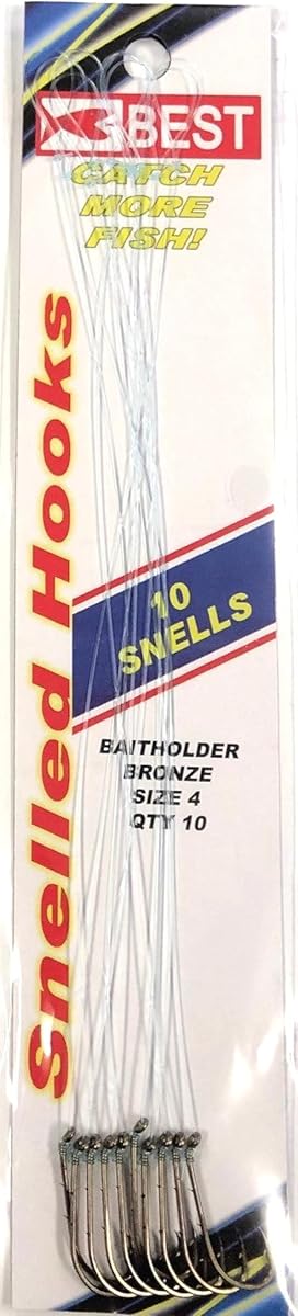 BAITHOLDER SNELLED Hook/Size 4/10 Pack/Bronze