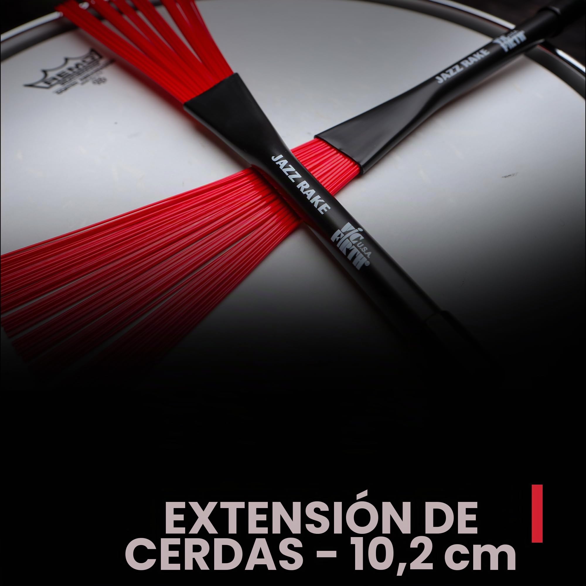 Vic Firth - Escobillas de Jazz, Retráctiles, Mango de Plástico, Color Rojo