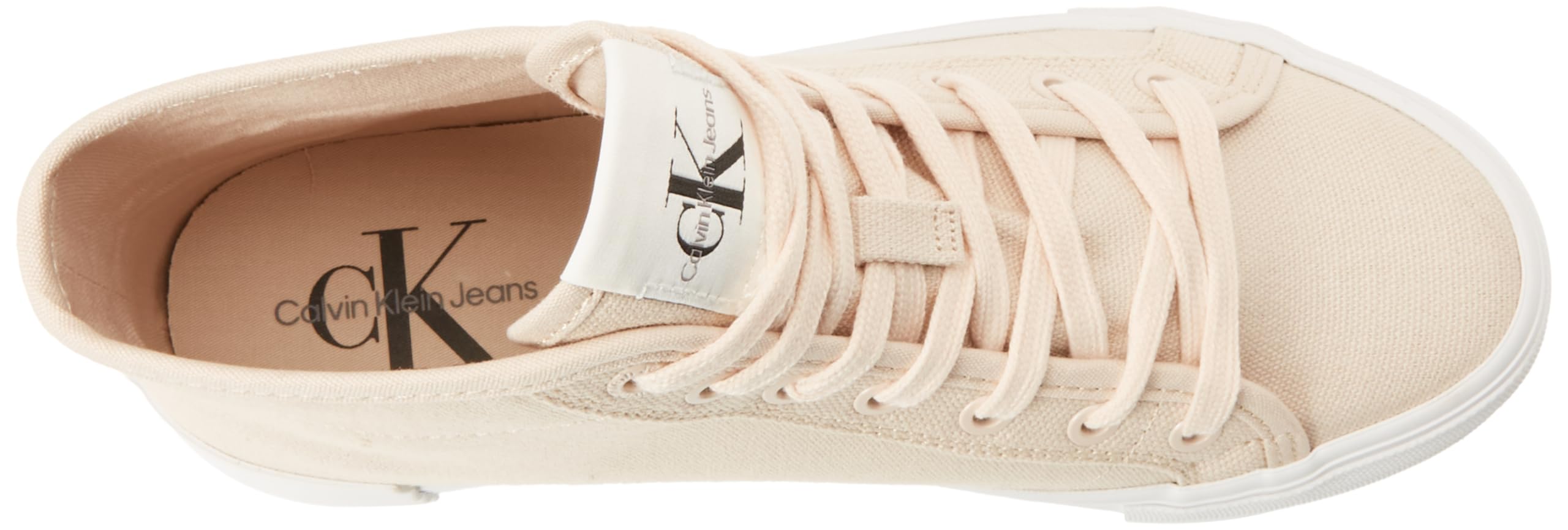 Calvin Klein Jeans Women's Bold Vulc FLATF MID CS ML BTW YW0YW01392 Vulcanized Sneaker, White (Whisper Pink/Ash Rose/Bright White), 3.5 UK