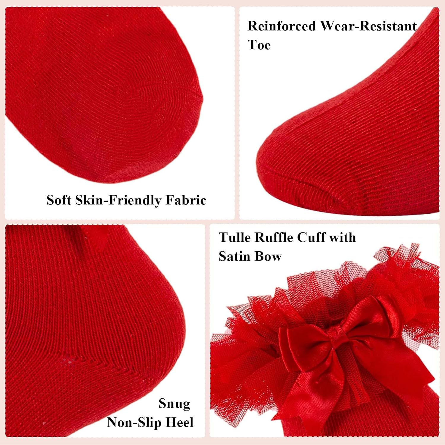 Girls Ruffle Socks with Bow,Tutu Socks with Lace Frilly,1-10 Years