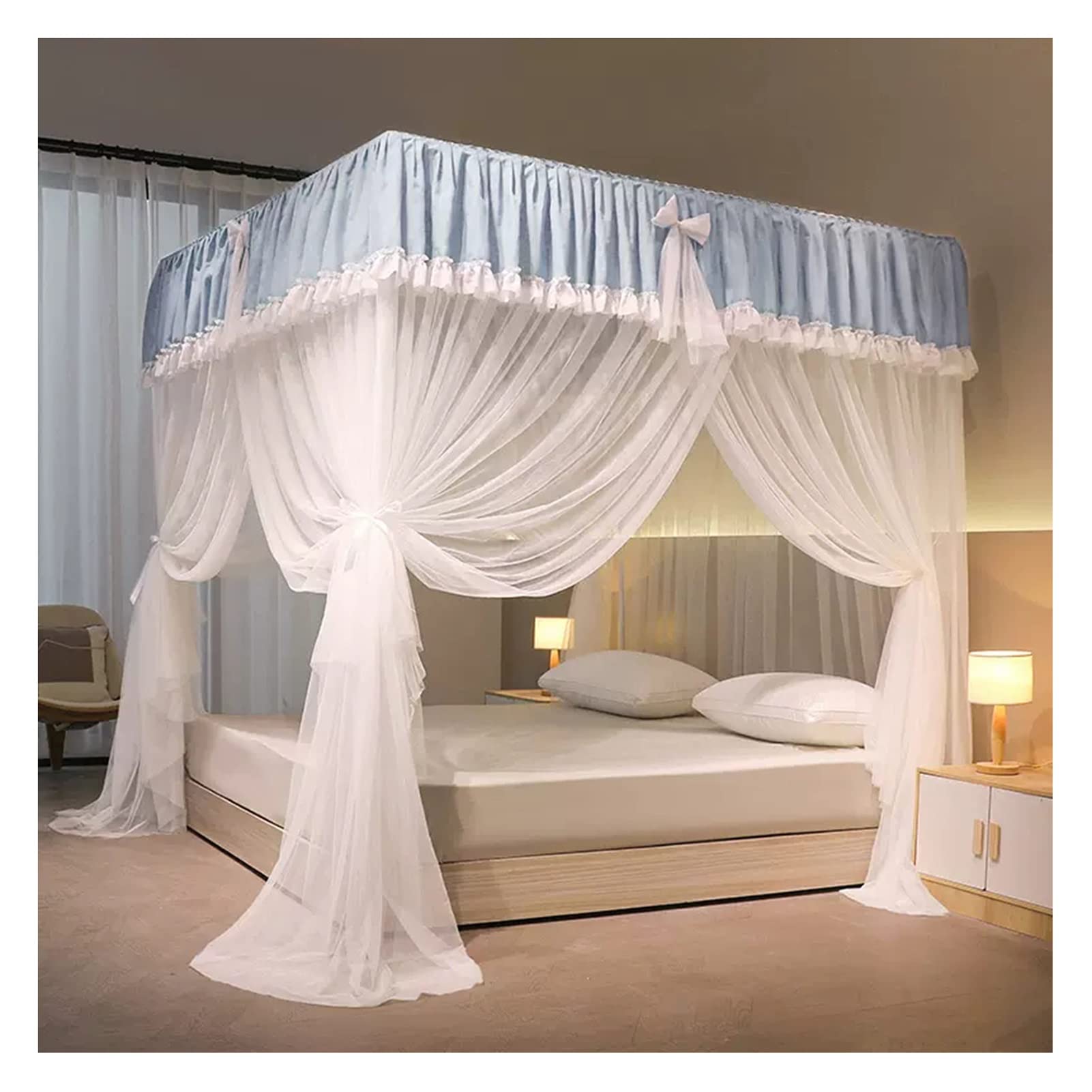 GJMSSMY bed tent，Bed Canopy Deluxe Bed Curtains for Girls' Adult Bedrooms, Encrypted Mosquito Nets, 360 ° Protective Single Double Bed Canopy, with Mounting Bracket (Color : 180x200x200cm)